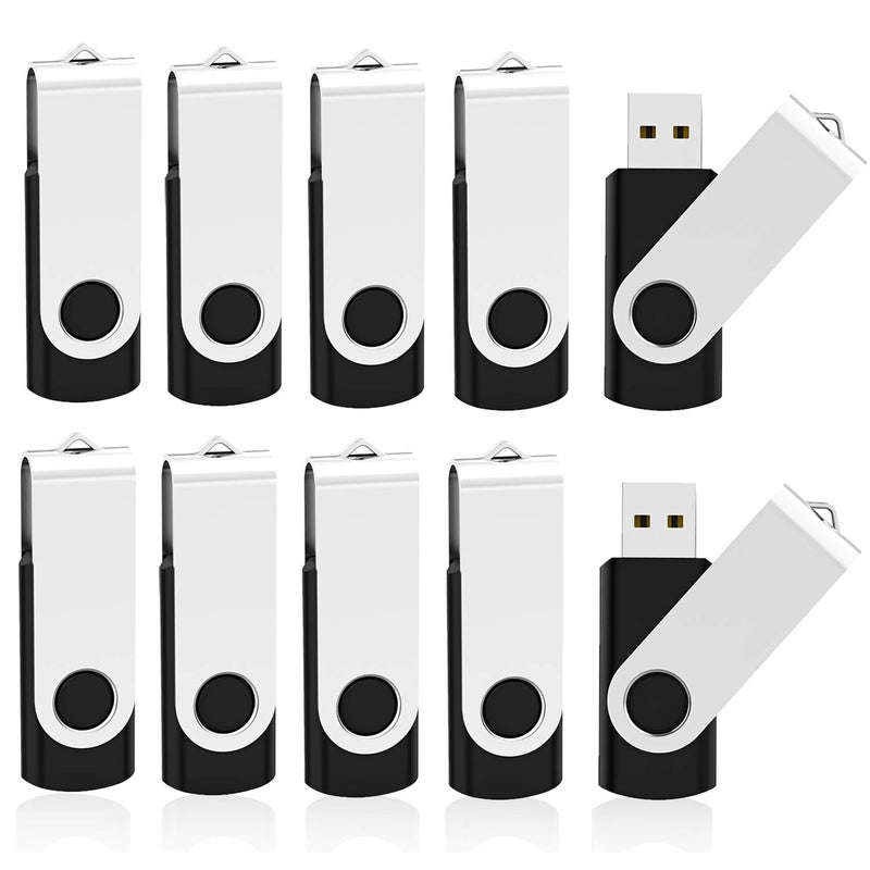 KOOTION 10 X 16 GB USB Flash Drive USB 2.0 Thumb Drive Memory Pen Stick Jump Drive Keychain Design Zip Drives Bulk (Black) - Image 1